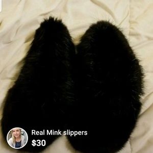 Real mink skin slippers